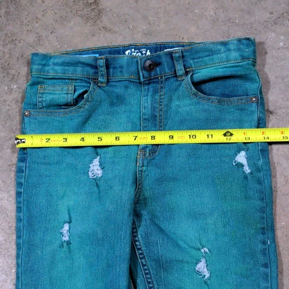 B'josh Boys Distressed Skinny Jeans Size 10R‎ Teal Blue Denim Ripped Stretch